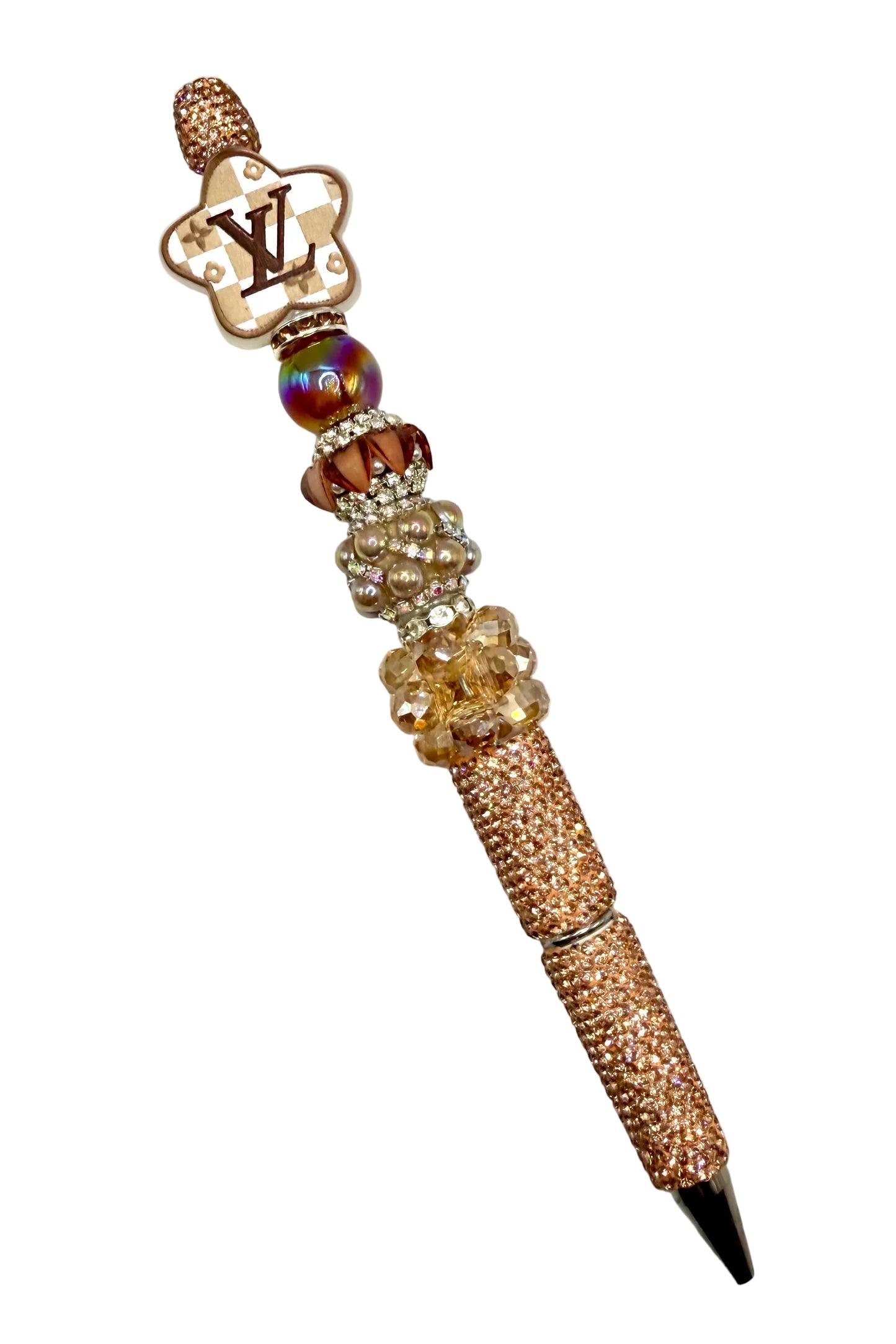 Designer-Inspired Glam Beaded Pen | Handmade Rhinestone Black Ink Pen
