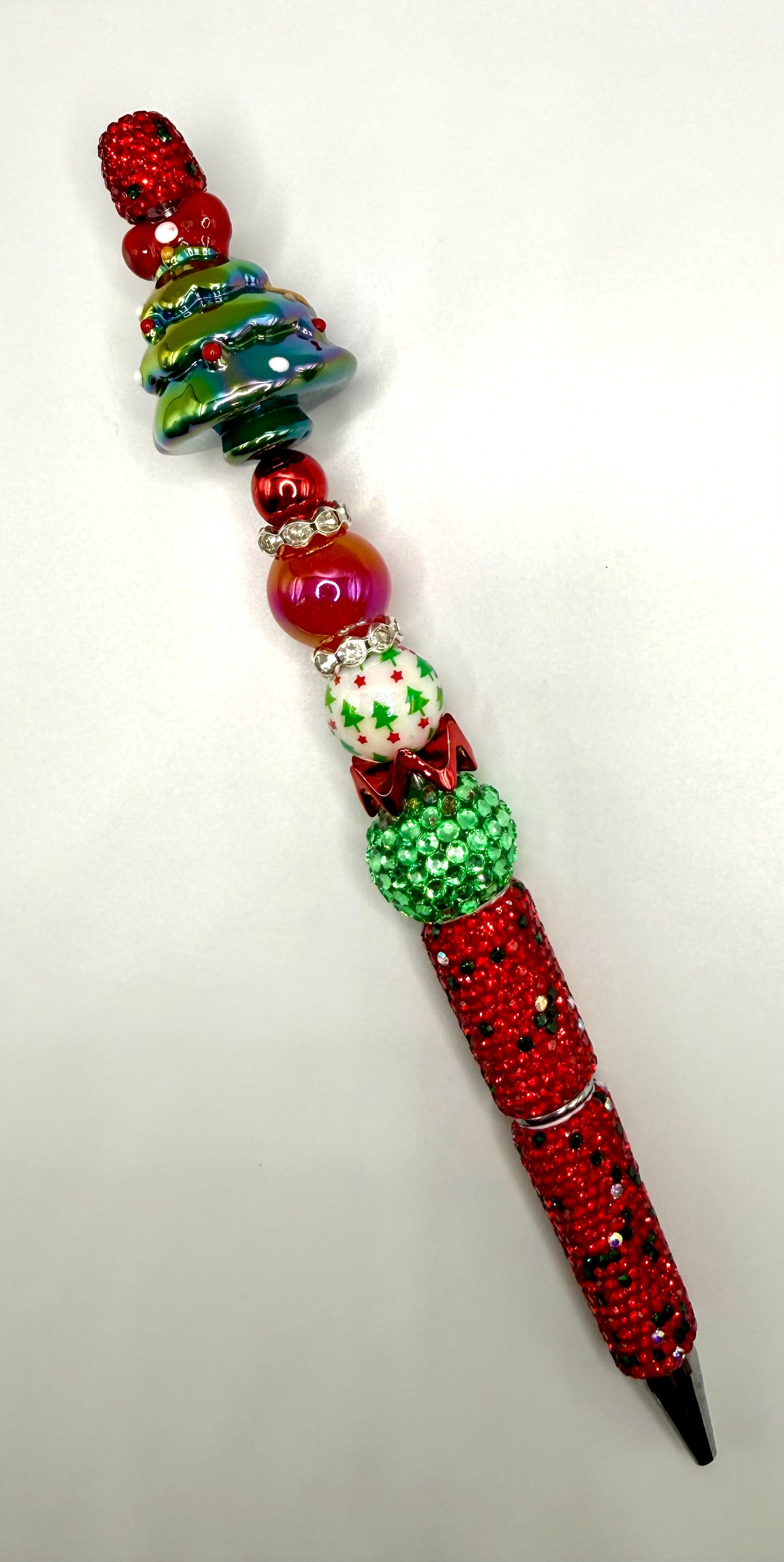🎄✨ Christmas Tree Sparkle Beaded Pen ✨🎄