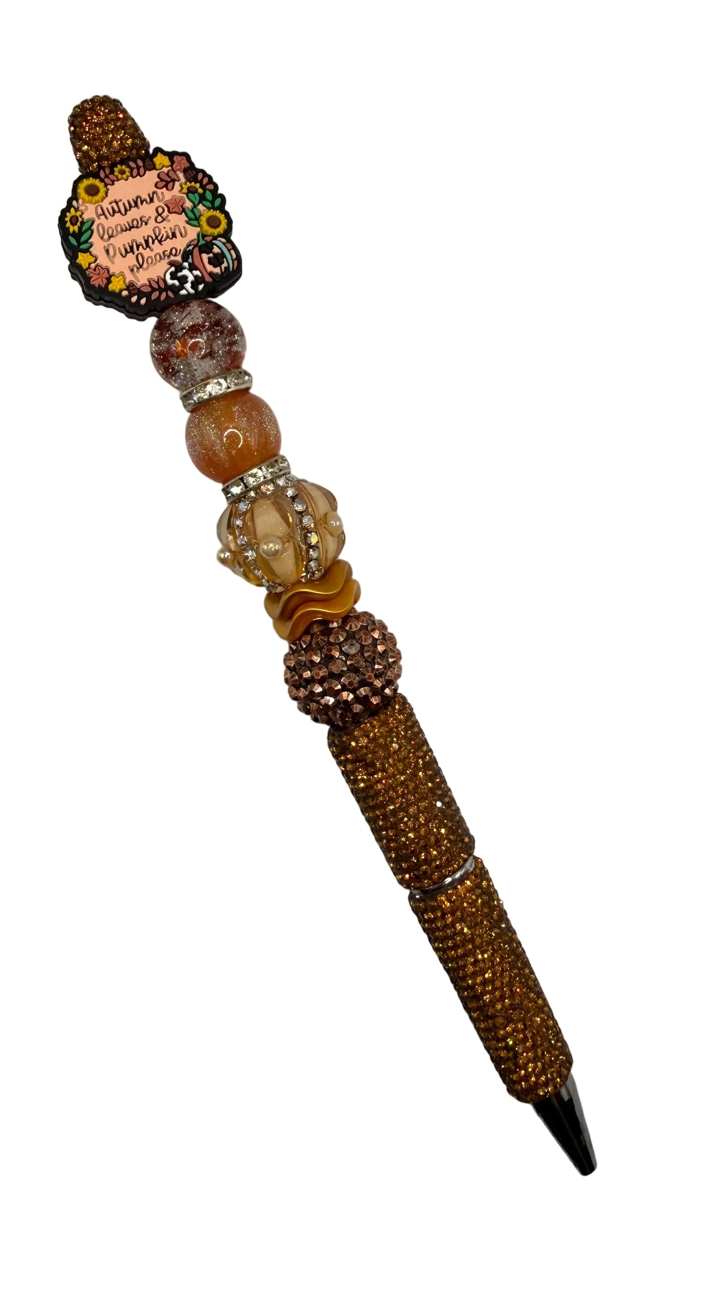 🍂✨ Autumn Leaves & Pumpkin Please Beaded Pen ✨🍂